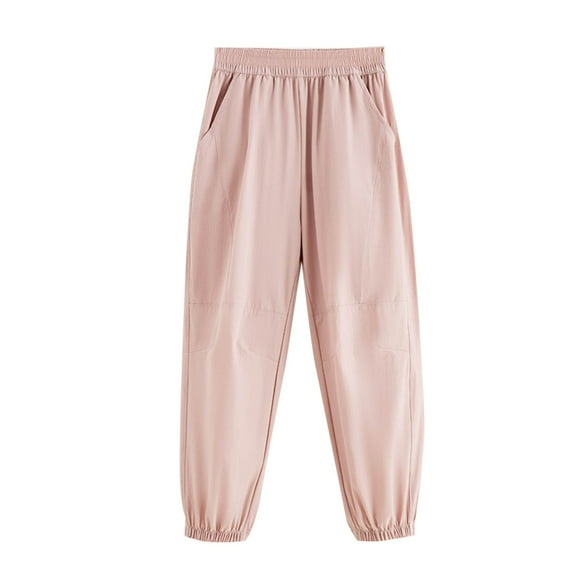 Loopsun Boys Girls Summer Pants, Children's Solid Mosquito Repellent Summer Thin Breathable Pants Pink 5-6 Years