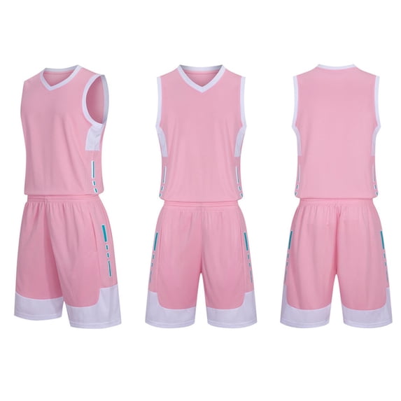 Loopsun Boys Girls Summer Sets, Sports Sets for Boys, Fashionable Children's Casual Short Sleeve V Neck Top with Shorts Sports Breathable Set Pink 4-5 Years