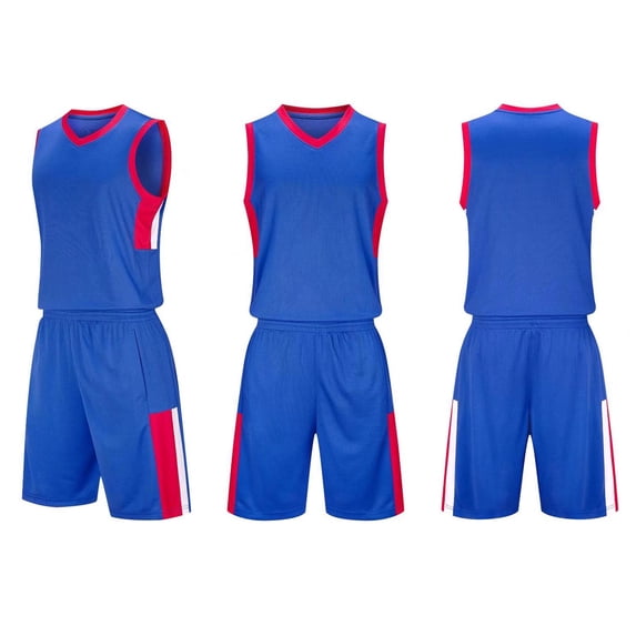 Loopsun Boys Girls Summer Sets, Sports Sets for Boys, Fashionable Children's Casual Short Sleeve V Neck Top with Shorts Sports Breathable Set Blue 13-14 Years