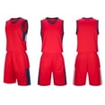 thumbnail image 1 of Loopsun Boys Girls Summer Sets, Sports Sets for Boys, Fashionable Children's Casual Short Sleeve V Neck Top with Shorts Sports Breathable Set Red 13-14 Years, 1 of 5