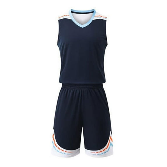 Loopsun Boys Girls Summer Sets, Sports Sets for Boys, Fashionable Children's Casual Short Sleeve V Neck Top with Shorts Sports Breathable Set Navy 13-14 Years