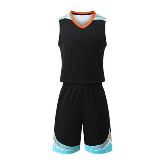 Loopsun Boys Girls Summer Sets, Sports Sets for Boys, Fashionable Children's Casual Short Sleeve V Neck Top with Shorts Sports Breathable Set Black 11-12 Years