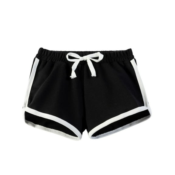 Loopsun Boys Girls Summer Shorts, Children's Solid Color Girls' Shorts Sports Pants Casual Home Shorts Black 9-10 Years
