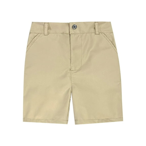 Loopsun Boys Girls Summer Shorts, Children's Summer Solid Color Uniform Shorts with Pockets Khaki 7-8 Years