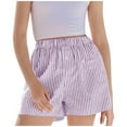 thumbnail image 1 of Loopsun Boys Girls Summer Shorts, Children's Summer Stripe Print Elastic Waist Sports Shorts with Pocket Purple 5-6 Years, 1 of 5