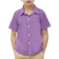 thumbnail image 1 of Loopsun Boys Girls Summer Top, Shirts for Toddler, Toddler Kids Boys Girl Fashion Solid Short Sleeve Casual School Uniform Top Shirt Purple 6-7 Years, 1 of 5