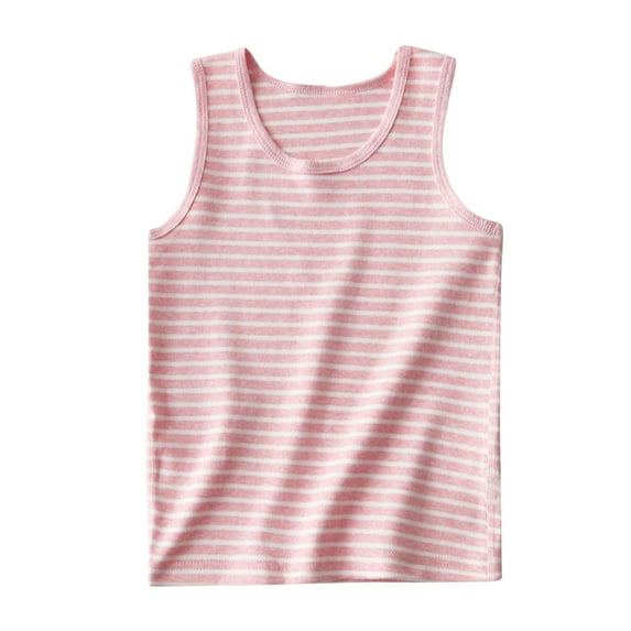 Loopsun Boys Girls Summer Tshirts, Children Summer Solid T-shirt Base Shirt Round Neck Sleeveless Camisoles Pink 3-4 Years