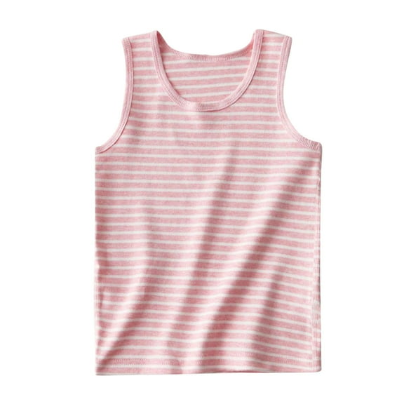 Loopsun Boys Girls Summer Tshirts, Children Summer Solid T-shirt Base Shirt Round Neck Sleeveless Camisoles Pink 7-8 Years