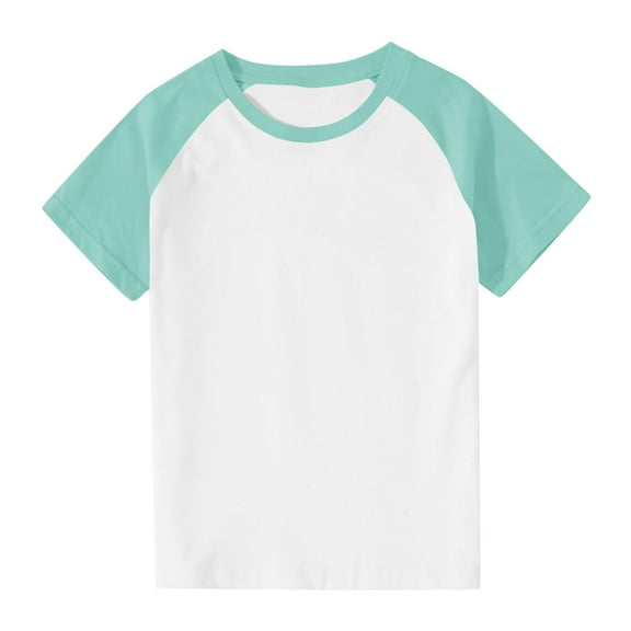 Loopsun Boys Girls Summer Tshirts, Toddler Kids Boys Girls Fashion Round Neck Spliced Short Sleeve Top Mint Green 3-4 Years