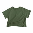 thumbnail image 1 of Loopsun Boys Girls Summer Tshirts, Toddler Kids Boys Girls Solid Fashion Round Neck Short Sleeve T-shirt Army Green 5-6 Years, 1 of 5