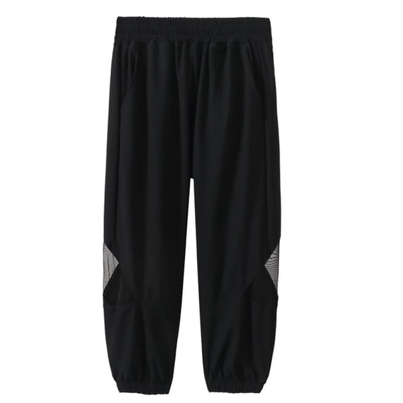 Loopsun Boys Summer Sports Pants, Boys' Summer Solid Splicing Mesh Loose Thin Breathable Elastic Sports Mosquito Proof Casual Outerwear Pants Black 5-6 Years