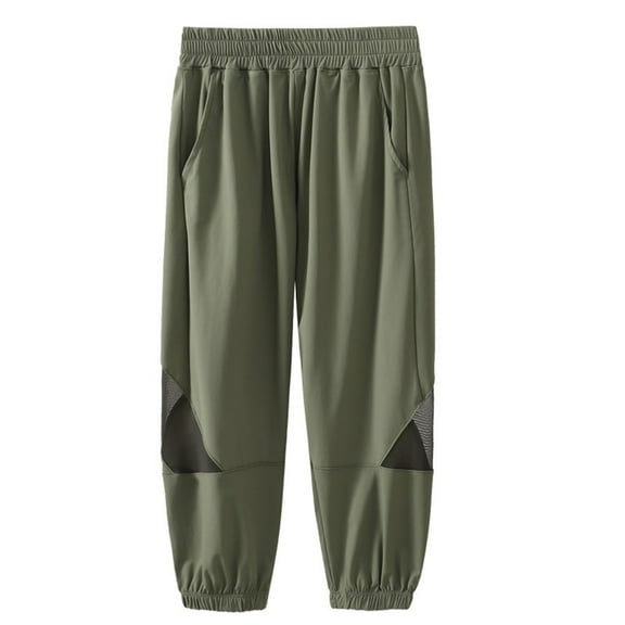 Loopsun Boys Summer Sports Pants, Boys' Summer Solid Splicing Mesh Loose Thin Breathable Elastic Sports Mosquito Proof Casual Outerwear Pants Green 10-11 Years