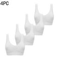 thumbnail image 1 of Loopsun Plus Size Bras for Women, 4PC Women Solid Ultra-thin Large Bra Sports Bra Full Bra Cup Tops Underbra White L, 1 of 5
