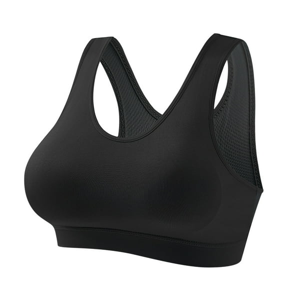 Loopsun Plus Size Bras for Women, Woman Thin Style Wireless Sports Bra Yoga Running Fitness Shock Absorption Out Beautiful Back Sports Bra Black M