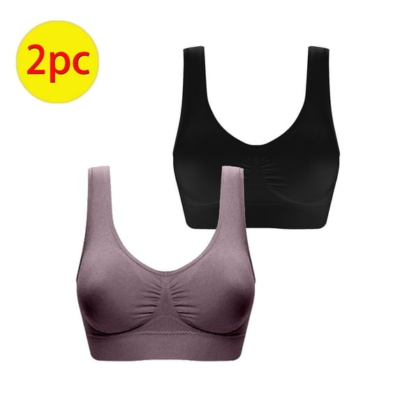 Loopsun Plus Size Bras for Women, Women Plus Size Bras Padded Seamless Sleepwear Yoga Bra Wireless Underwear Gray XL