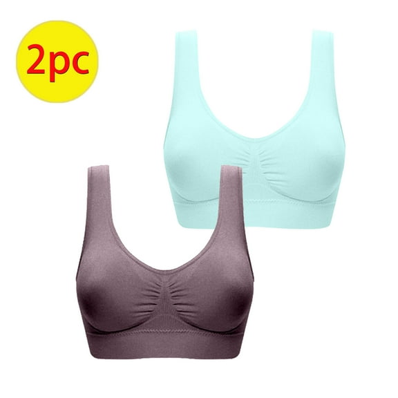 Loopsun Plus Size Bras for Women, Women Plus Size Bras Padded Seamless Sleepwear Yoga Bra Wireless Underwear Light Blue S