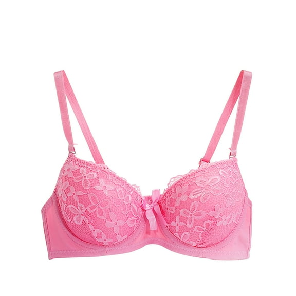 Loopsun Plus Size Bras for Women, Womens Oversized Bra Super Gathered Underwear Lace Bra Large Chest Small Size Adjustable Shoulder Straps Hot Pink XL