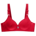 thumbnail image 1 of Loopsun Plus Size Bras for Women, Womens Solid Color Thickened Middle Decoration Bra Daily Bra Red 34, 1 of 5