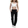 thumbnail image 1 of Loopsun Girls Casual Pants, Girls Casual High Waist Pant Loose Wide Leg Long Trousers Black 8-9 Years, 1 of 5