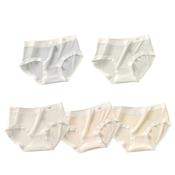 Loopsun Girls Cotton Underwear, 5PC Young Girls Solid Color Soft Comfortable Breathable Children Briefs Underpants Multicolor 16-17 Years