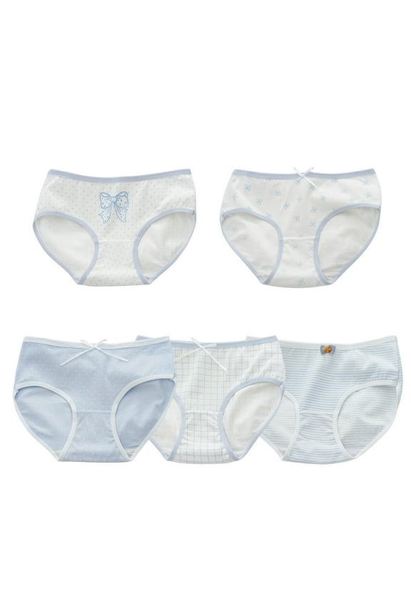 Girls Cotton Underwear, 5PC Young Girls Solid Color Soft Comfortable Breathable Children Briefs Underpants Multicolor 16-17 Years