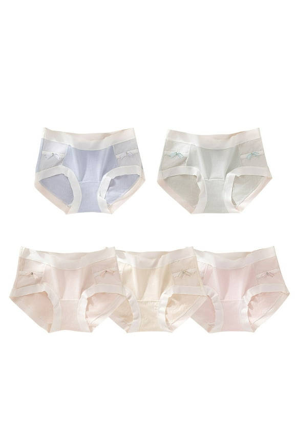 Girls Cotton Underwear, 5PC Young Girls Solid Color Soft Comfortable Breathable Children Briefs Underpants Multicolor 16-17 Years