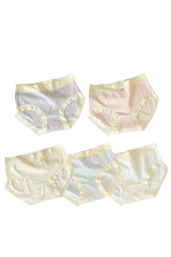 Girls Cotton Underwear, 5PC Young Girls Solid Color Soft Comfortable Breathable Children Briefs Underpants Multicolor 14-15 Years