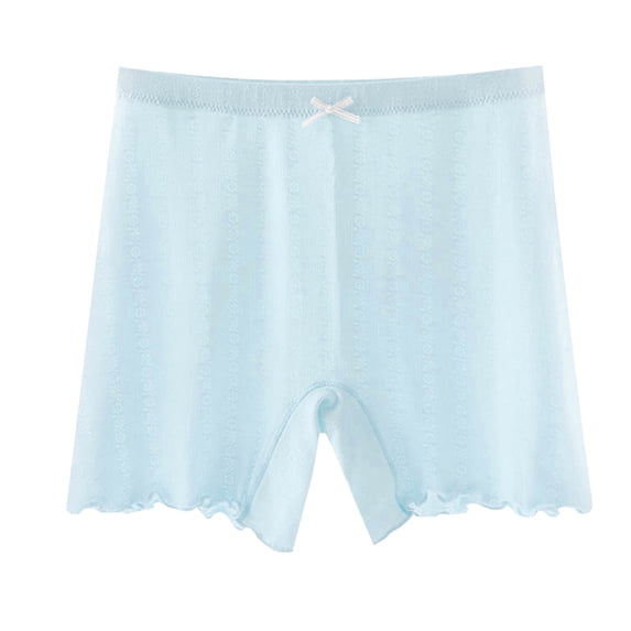 Loopsun Girls Cotton Underwear, Girls Solid Color Breathable Flat Corner Pants Shorts Leggings Light Blue 10-12 Years