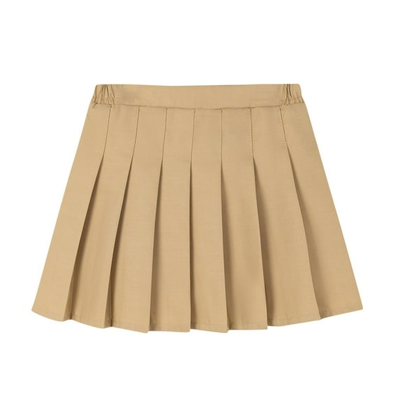 Loopsun Girls Skirts, Children's Girls Fashion Solid Pleated Short Skirts Khaki 13-14 Years
