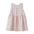 thumbnail image 1 of Loopsun Girls Summer Dress, Girls Children Cotton and Linen Plaid Linen Round Neck Sleeveless Back Lace Up Dress Pink 5-6 Years, 1 of 5