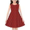 thumbnail image 1 of Loopsun Girls Summer Dresses, Fashion Girls Summer Sleeveless Round Neck Printed Dress Wine 13-14 Years, 1 of 3