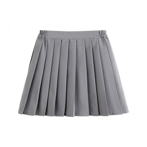 Summer Savings! Loopsun Girls Summer Skirts, Skirts for Girls, Girls' Summer Elastic Waist Pleated Performance Uniform Skirt Gray 9-10 Years