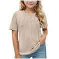 thumbnail image 1 of Loopsun Girls Summer Tshirts, Kids Girls Pleated T-Shirts Summer Short Sleeve Fashion Tees Khaki 7-8 Years, 1 of 5
