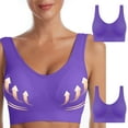 thumbnail image 1 of Loopsun Plus Size Bras for Women, 2PC Ladies Traceless Comfortable No Steel Ring Breathable Gathering Bra Woman Underwear Purple L, 1 of 5