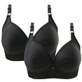 thumbnail image 1 of Loopsun Plus Size Bras for Women, 2PCS Womens Printing Gathered Together Large Size Daily Bra Underwear No Rims Black 5XL, 1 of 4