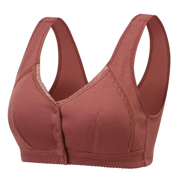 Loopsun Plus Size Bras for Women, Woman Oversized Strapless Bra with Cotton Design Style Front Buckle Underwear Coffee 100B