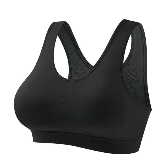 Loopsun Plus Size Bras for Women, Woman Thin Style Wireless Sports Bra Yoga Running Fitness Shock Absorption Out Beautiful Back Sports Bra Black S