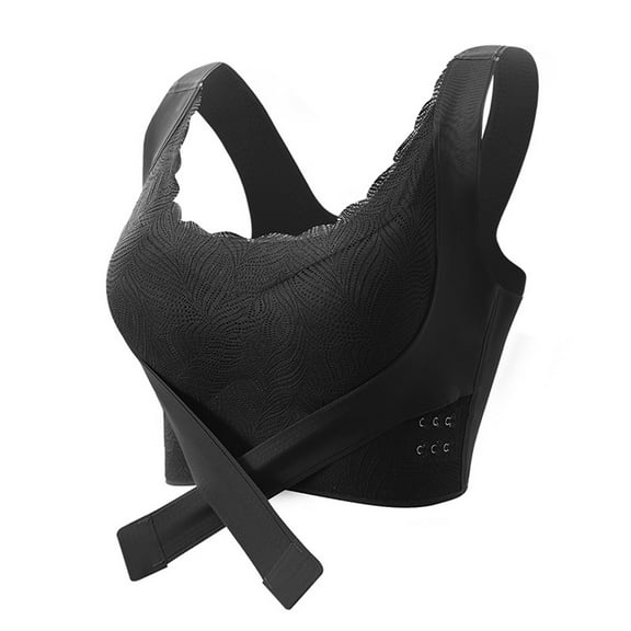 Loopsun Plus Size Bras for Women, Women Lady Lace Gathered Bra Plus Size Sports Bra Underwear Yoga Hollow Out Bra Cup Black L