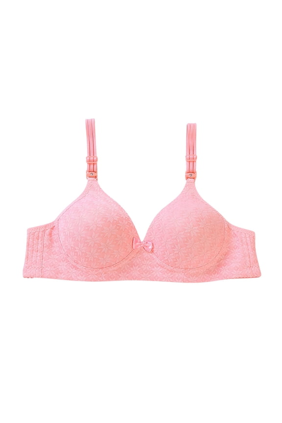 Plus Size Bras for Women, Womens Comfortable Breathable Small Cup Bra Thin Cotton No Steel Ring Adjustable Shoulder Strap Hot Pink 90B
