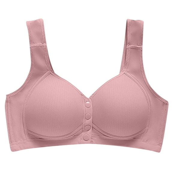 Loopsun Plus Size Bras for Women, Womens Comfortable Soft Solid Color Front Open Button Underwear Large Size Bra Secondary Breast Purple L