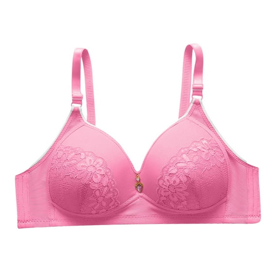 Loopsun Plus Size Bras for Women, Womens Comfortable Soft Solid Color Underwear Large Size Bra No Steel Ring Gathering Collar Collection Sagging Bra Watermelon Red XXL