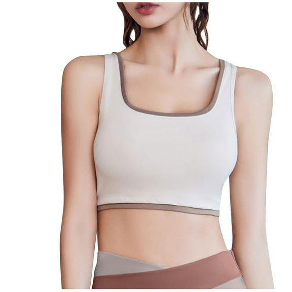 Loopsun Plus Size Bras for Women, Womens Gathering Collection and Complementary Breast Color Matching Edging No Wear Sports Bra White L