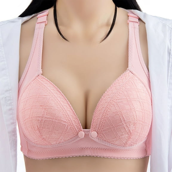 Loopsun Plus Size Bras for Women, Womens Nursing Bra Front Release Glossy Comfortable Breathable Bra Underwear No Rims Red 42