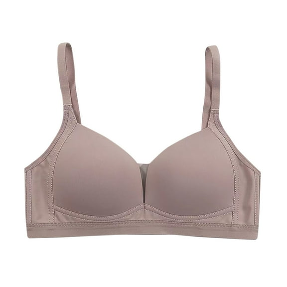 Loopsun Plus Size Bras for Women, Womens Oversized Bra Thin Cotton Cup Gathered Underwear Bra Large Chest Small Appearance Khaki L