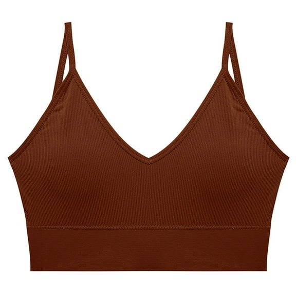 Loopsun Plus Size Bras for Women, Womens Solid Color Underwear Gathered without Steel Rings Suspender Beautiful Back Bra Brown XXL