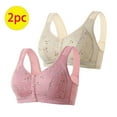 thumbnail image 1 of Loopsun Plus Size Bras for Women, 2PC Womens Comfortable Lace Breathable Bra Underwear No Rims Hot Pink L, 1 of 5