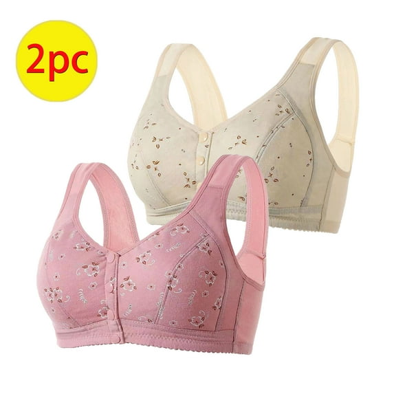 Loopsun Plus Size Bras for Women, 2PC Womens Comfortable Lace Breathable Bra Underwear No Rims Hot Pink XL