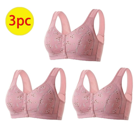 Loopsun Plus Size Bras for Women, 3PC Womens Comfortable Lace Breathable Bra Underwear No Rims Hot Pink 3XL