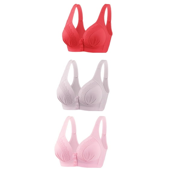Loopsun Plus Size Bras for Women, 3PC Womens No Steel Ring Lactation Bra Back Adjustment Yoga Running Bra Purple XL