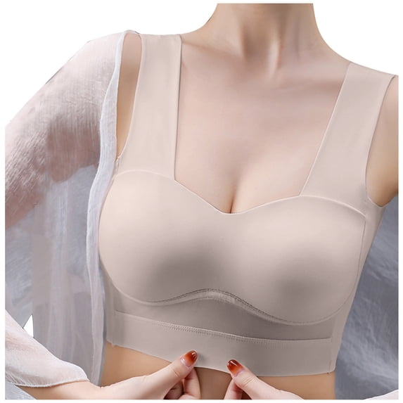 Loopsun Plus Size Bras for Women, Fashion Comfortable Womens Lace Beauty Back Strap Wrap Plus Size Bra Khaki 3XL